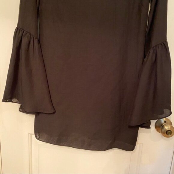 SHOW ME YOUR MUMU DRESS MINI V-NECK SCOOP BACK LONG SLEEVE BELL CUFF SIZE M - Picture 3 of 9